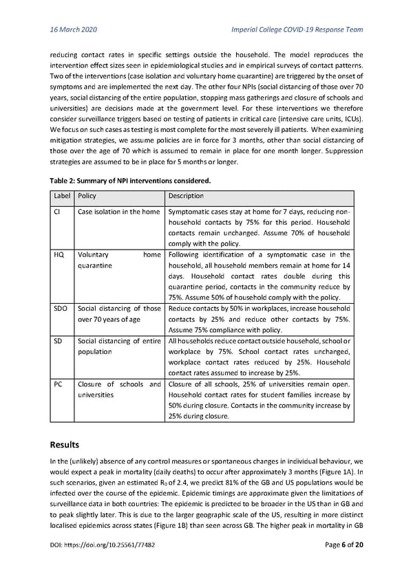 Non-Pharmaceutical Interventions to reduce COVID-19 mortality and healthcare demand - Page 6